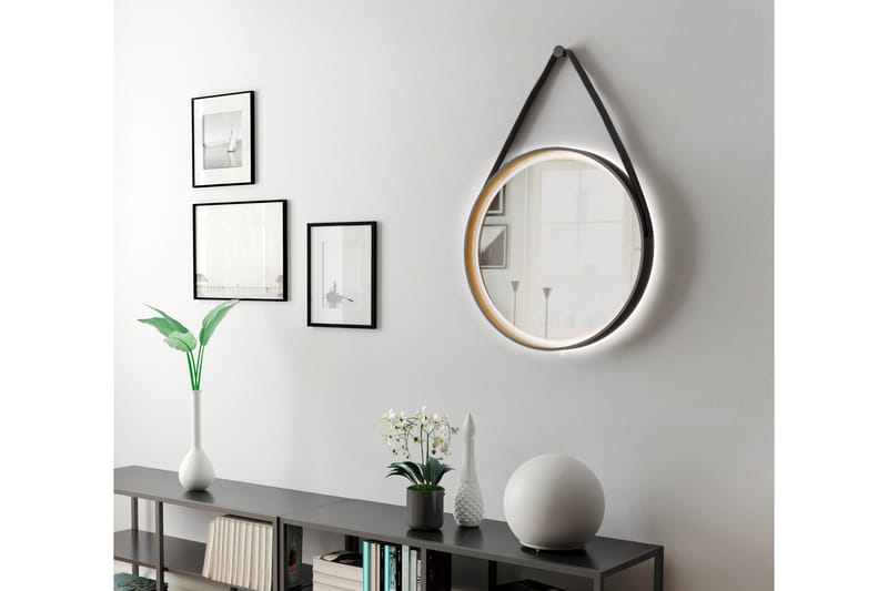 Peili Eskildstorp 55 cm Pyöreä LED-valaistus - Musta/Kulta - Sisustustuotteet - Peili