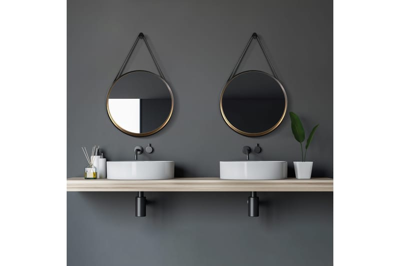 Peili Eskildstorp 55 cm Pyöreä - Musta/Kulta - Sisustustuotteet - Peili