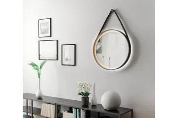 Peili Eskildstorp 55 cm Pyöreä LED-valaistus - Musta/Kulta - Sisustustuotteet - Peili