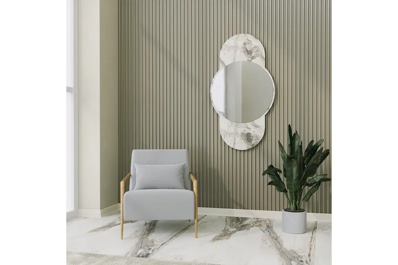 Peili Ewelina Marmori - Valkoinen - Sisustustuotteet - Peili