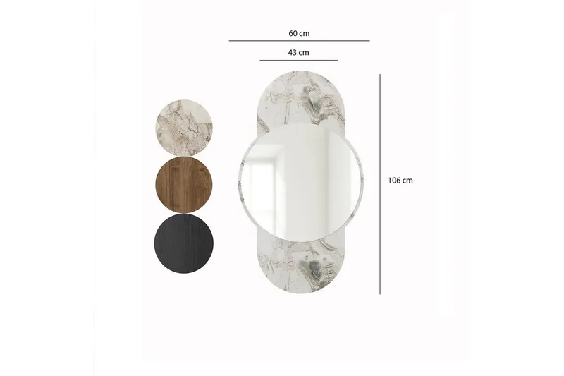 Peili Ewelina Marmori - Valkoinen - Sisustustuotteet - Peili