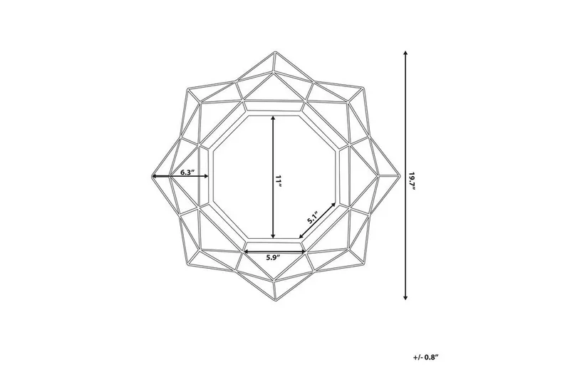 Peili Hillion 50 cm - Kulta - Sisustustuotteet - Peili