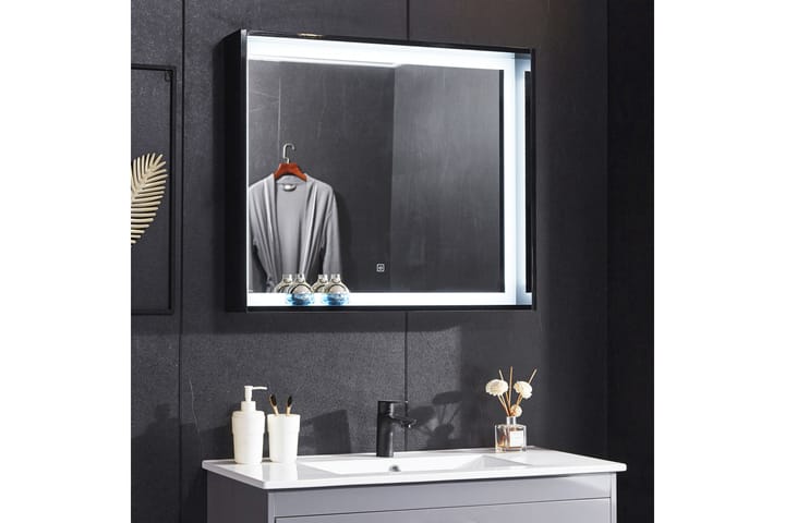 Peili LED-valaistuksella ja hyllyllä 13x68 cm Valkoinen - Lyfco - Peili - Kylpyhuoneen peilit - Kylpyhuonepeili valaistuksella