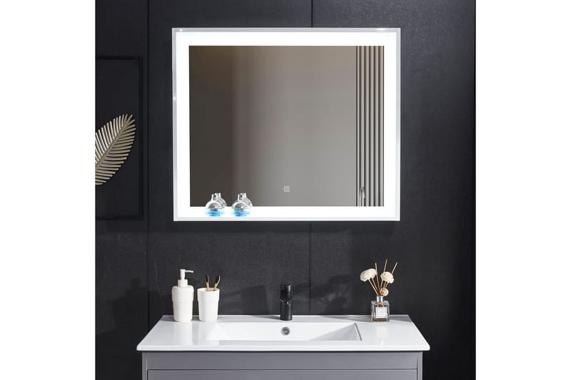 Peili LED-valaistuksella ja hyllyllä 13x68 cm Valkoinen - Lyfco - Sisustustuotteet - Peili