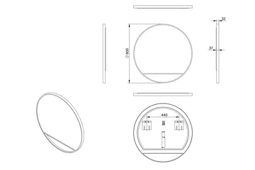 Peili Linka 80 cm - Musta - Sisustustuotteet - Peili