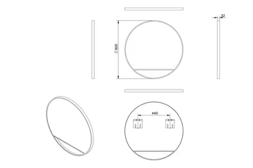 Peili Linka 80 cm - Musta - Sisustustuotteet - Peili