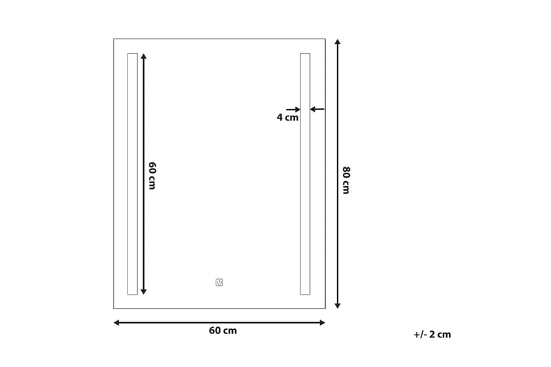 Peili Luisito LED 60x80 cm - Hopea - Sisustustuotteet - Peili