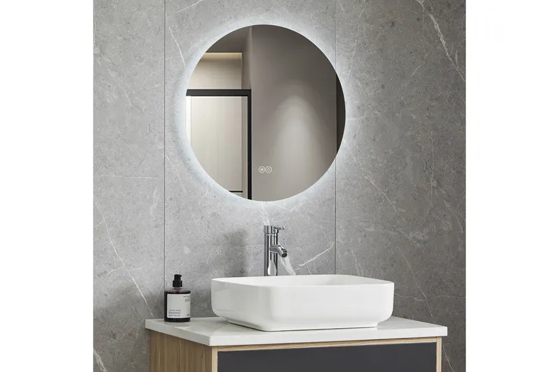 Kylpyhuoneen pyöreä peili 100 cm LED-valaistuksella ja huurteenestolla - Sisustustuotteet - Peili - Peili valaistuksella