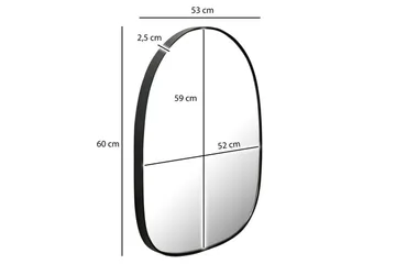 Peili Wohnling Epäkeskeinen paksu metallikehys soikea 60 cm - Sisustustuotteet - Peili