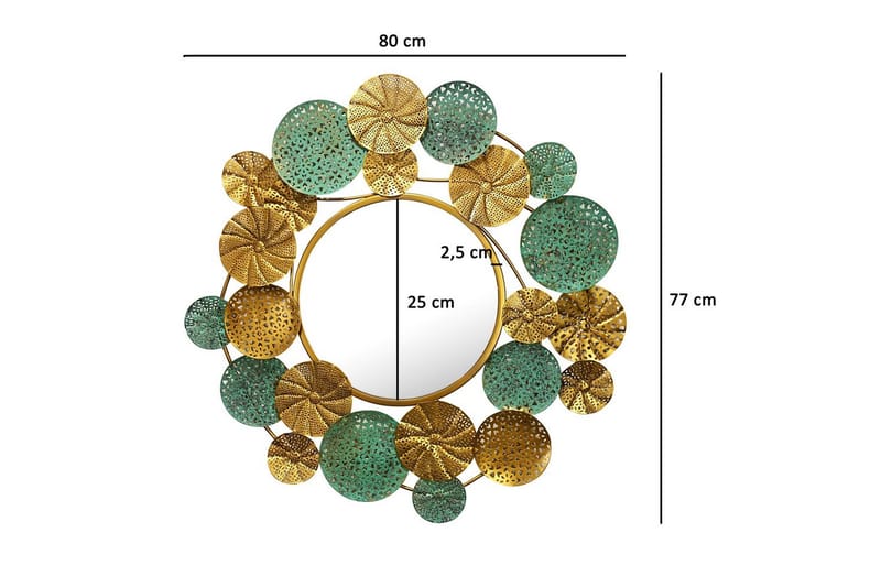 Peili Wohnling Kaksivärinen kultapatina pyöreä 80 cm moderni - Sisustustuotteet - Peili