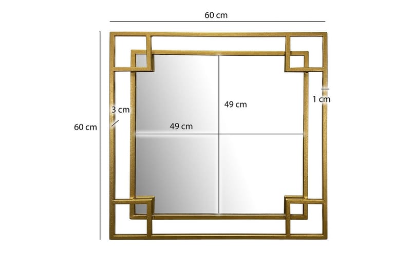 Peili Wohnling Neliö geometrinen 60 cm metallikehys moderni - Sisustustuotteet - Peili