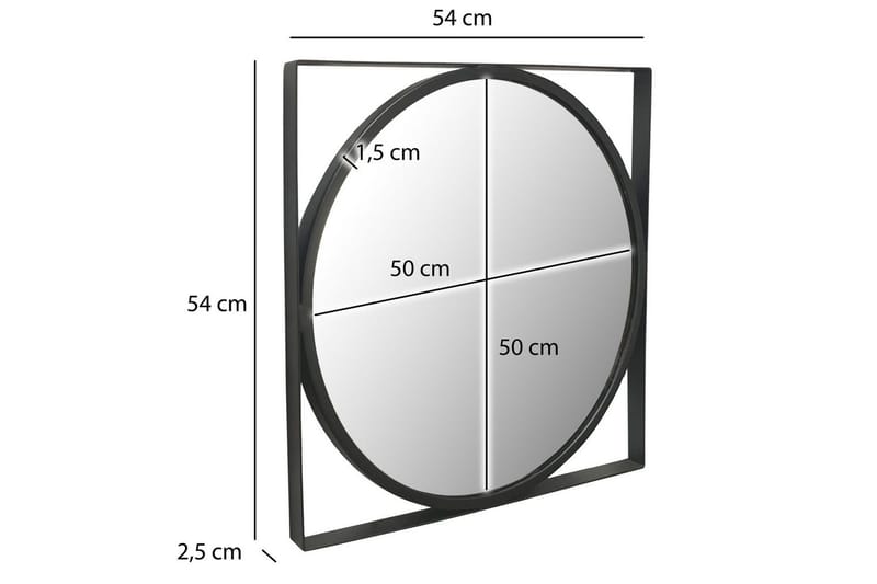 Peili Wohnling Neliökehys pyöreä 54 cm moderni - Sisustustuotteet - Peili