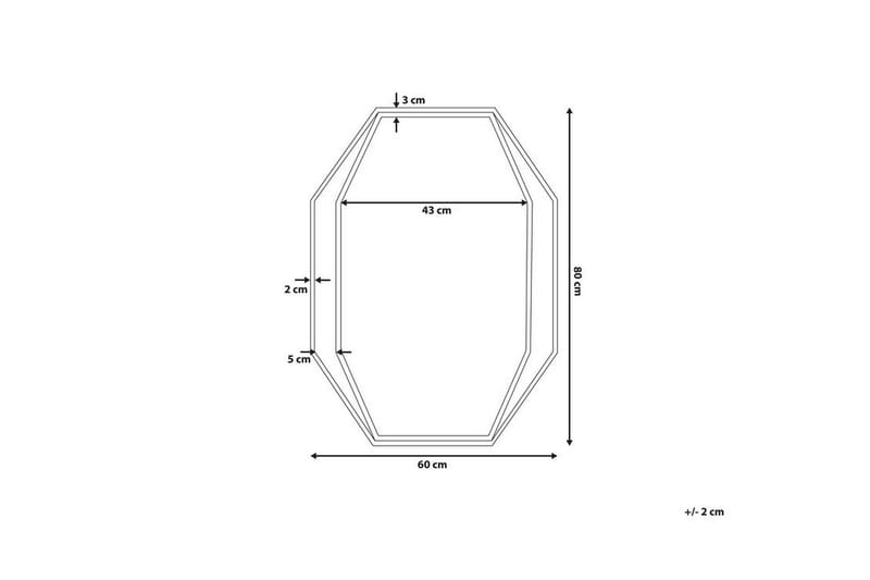 Peili Portelli 80x60 cm - Harmaa - Sisustustuotteet - Peili