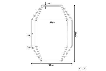 Peili Portelli 80x60 cm - Harmaa - Sisustustuotteet - Peili