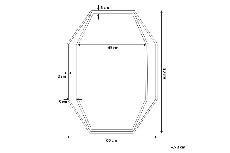 Peili Portelli 80x60 cm - Harmaa - Sisustustuotteet - Peili