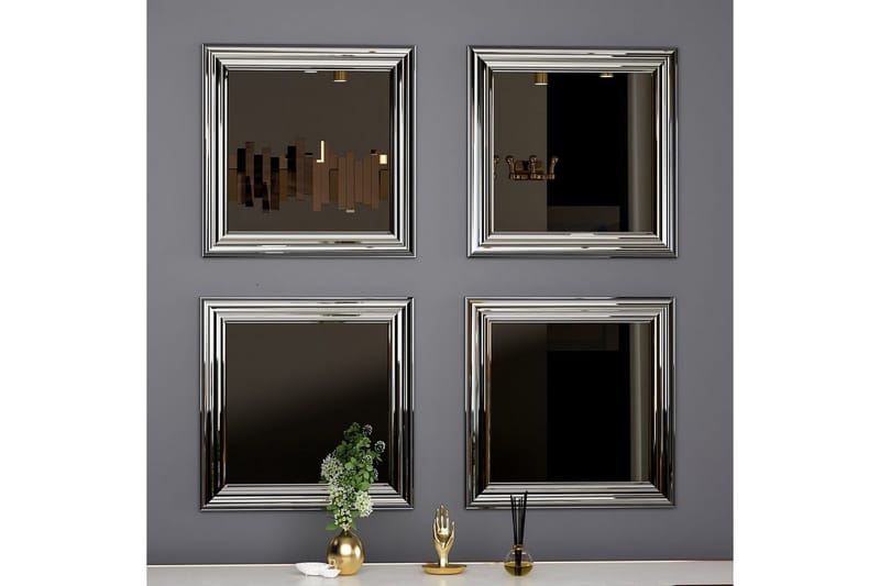 Peilisetti (4 kappaletta) Miyo Hopea - Hopea - Sisustustuotteet - Peili - Peilihuonekalut - Peilikuutio