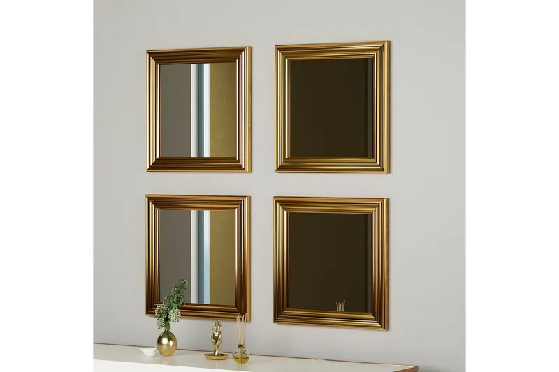 Peilisetti (4 kappaletta) Miyo Kulta - Kulta - Sisustustuotteet - Peili - Peilihuonekalut - Peilikuutio