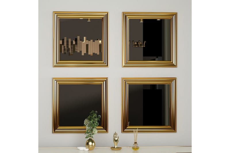 Peilisetti (4 kappaletta) Miyo Kulta - Kulta - Sisustustuotteet - Peili - Peilihuonekalut - Peilikuutio