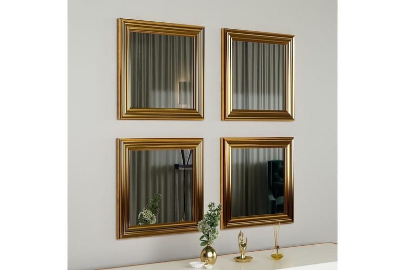 Peilisetti (4 kappaletta) Miyo Kulta - Kulta - Sisustustuotteet - Peili - Peilihuonekalut - Peilikuutio