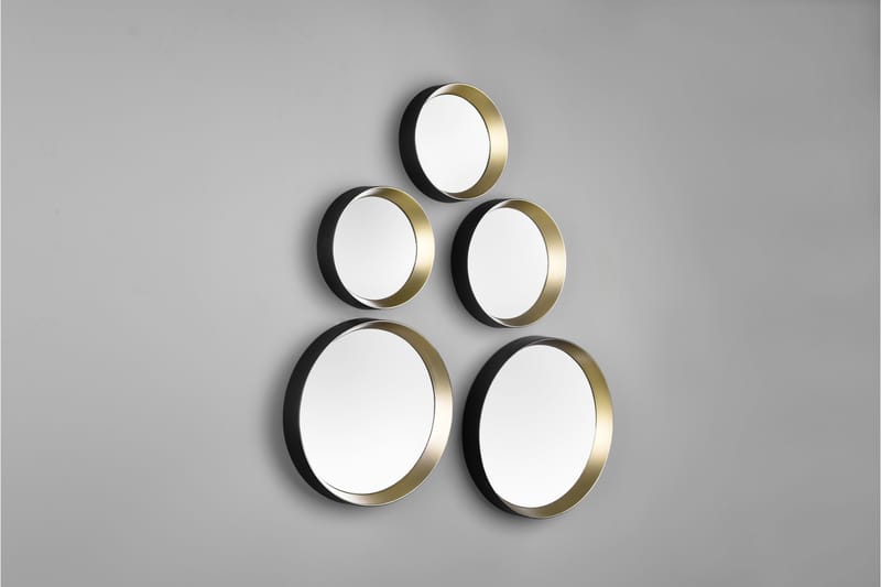 Peilisetti Vivien 5-Osainen Musta/Kulta - Mirrors and more - Sisustustuotteet - Peili