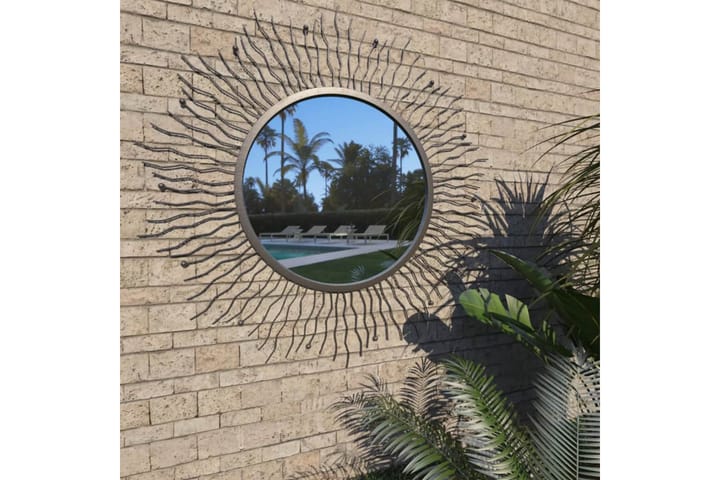 Puutarhan seinäpeili aurinkokuvio 80 cm musta - Musta - Peili - Eteispeili - Seinäpeili