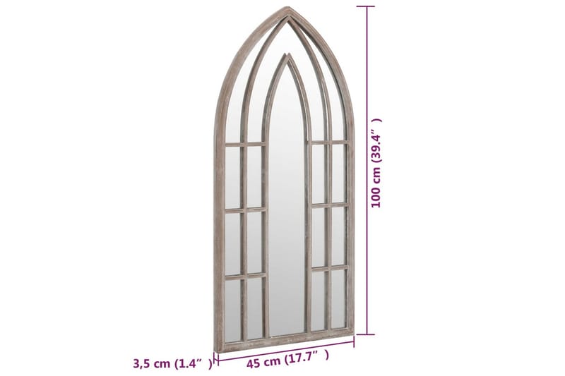 Puutarhapeili hiekka 100x45 cm rauta ulkokäyttöön - Kerma - Sisustustuotteet - Peili
