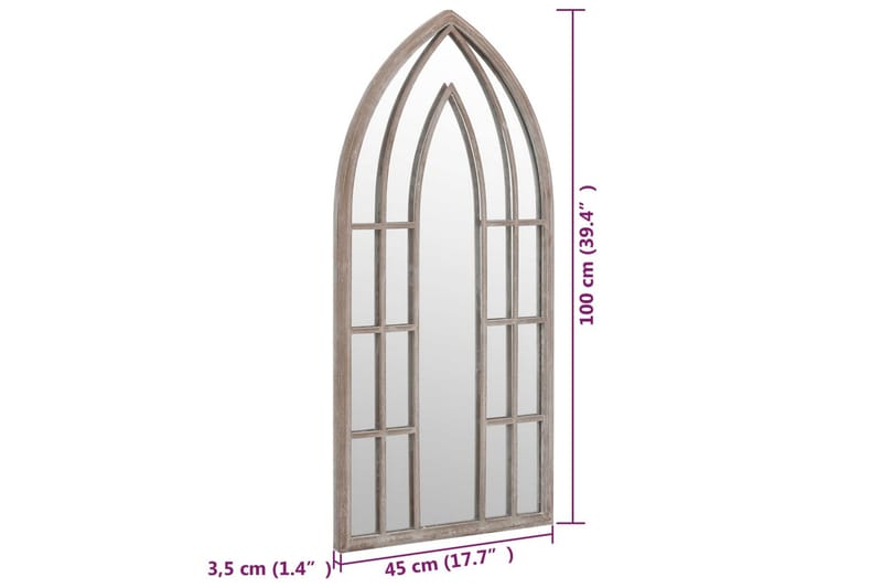 Puutarhapeili hiekka 100x45 cm rauta ulkokäyttöön - Kerma - Peili - Eteispeili - Seinäpeili