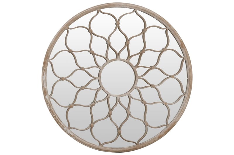 Puutarhapeili hiekka 40x3 cm rauta pyöreä ulkokäyttöön - Kerma - Sisustustuotteet - Peili