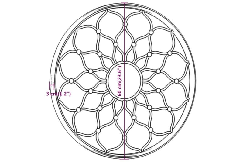 Puutarhapeili musta 60x3 cm rauta pyöreä ulkokäyttöön - Musta - Peili - Eteispeili - Seinäpeili