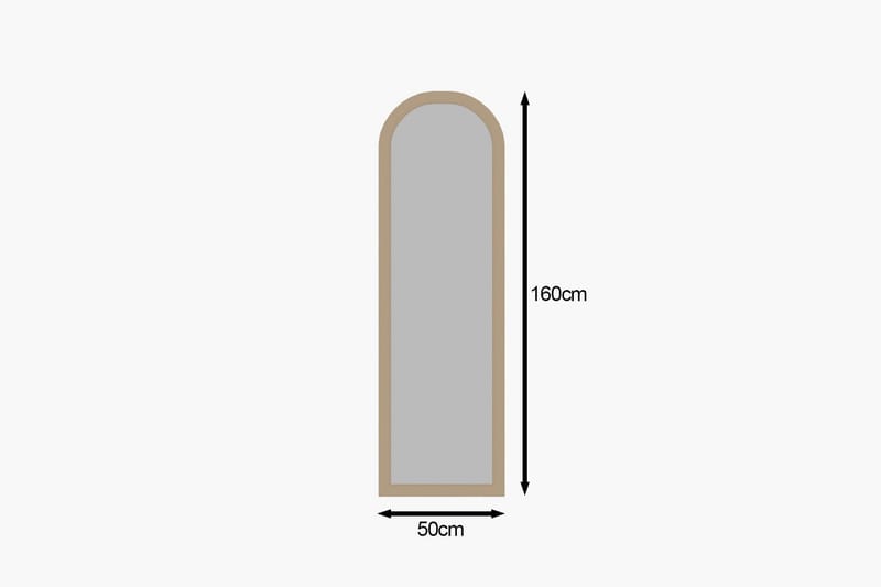Rusele Seinään kiinnitettävä Peili Kaareva 50 cm - Beige - Sisustustuotteet - Peili