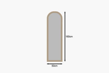 Rusele Seinään kiinnitettävä Peili Kaareva 50 cm - Beige - Sisustustuotteet - Peili