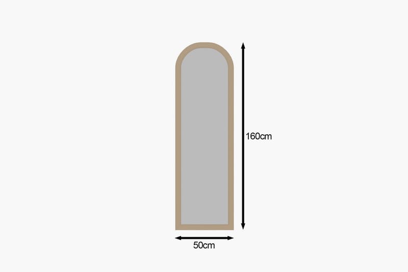 Rusele Seinään kiinnitettävä Peili Kaareva 50 cm - Beige - Sisustustuotteet - Peili