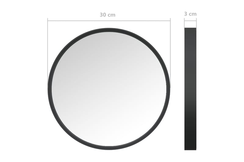 Seinäpeili 30 cm musta - Peili - Eteispeili - Seinäpeili