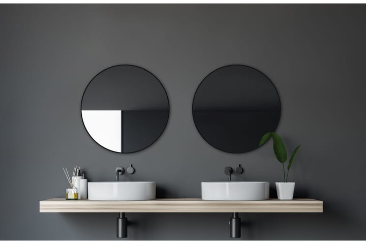 Seinäpeili Almunge 60 cm - Musta - Peili - Kylpyhuoneen peilit - Kylpyhuonepeili valaistuksella