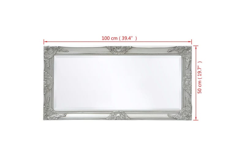 Seinäpeili Barokkityylinen 100x50 cm Hopea - Hopea - Sisustustuotteet - Peili