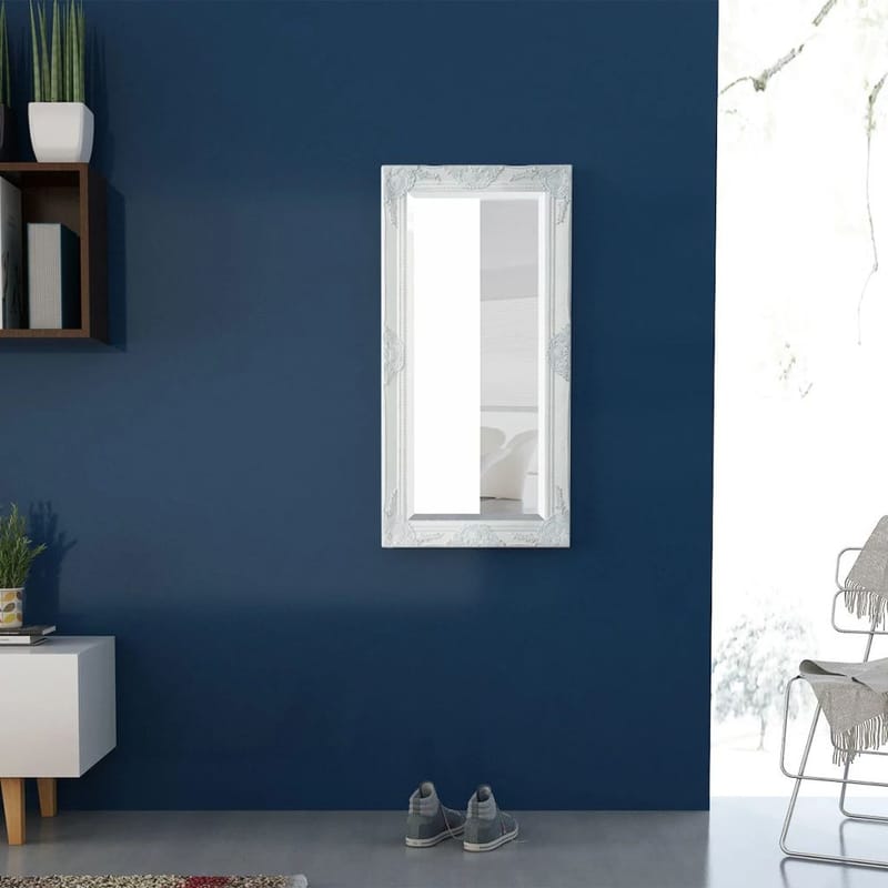 Seinäpeili Barokkityylinen 100x50 cm Valkoinen - Valkoinen - Sisustustuotteet - Peili