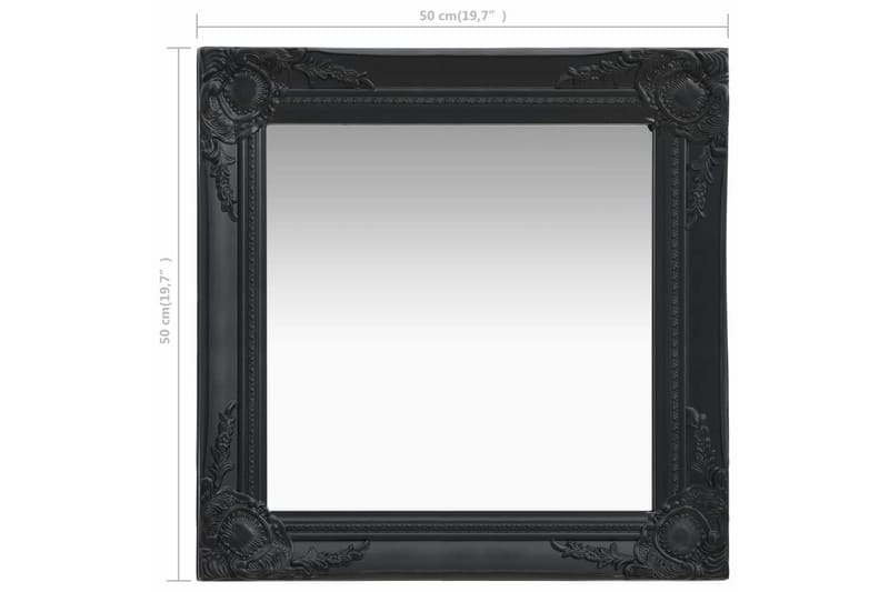 Seinäpeili barokkityylinen 50x50 cm musta - Musta - Sisustustuotteet - Peili