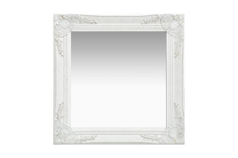 Seinäpeili barokkityylinen 50x50 cm valkoinen - Valkoinen - Sisustustuotteet - Peili