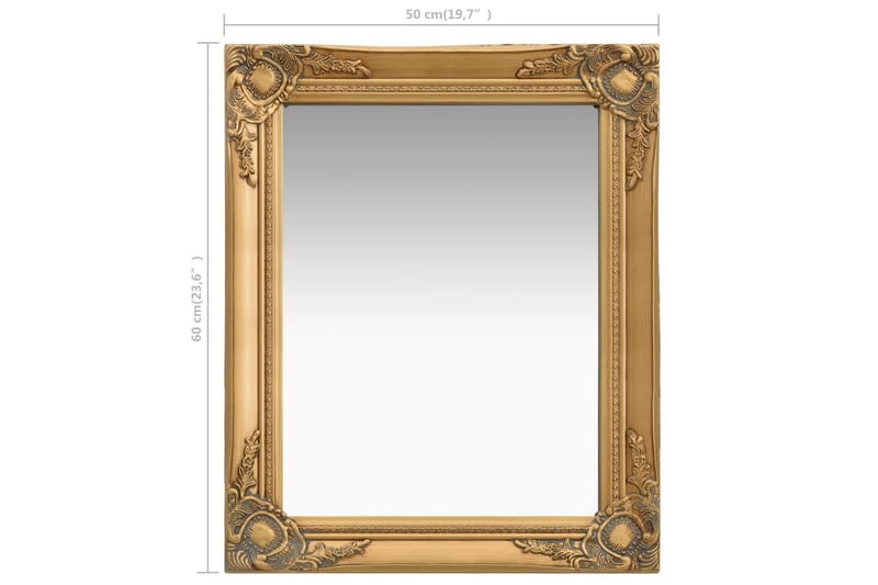 Seinäpeili barokkityylinen 50x60 cm kulta - Kulta - Sisustustuotteet - Peili