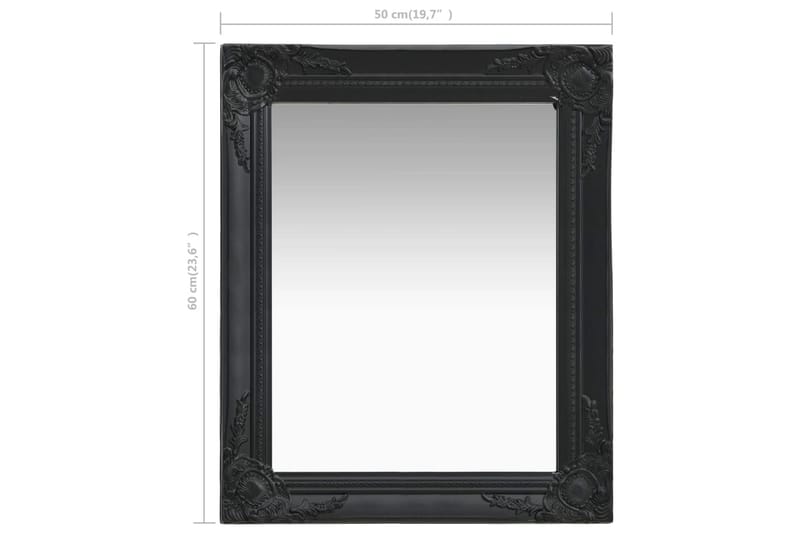 Seinäpeili barokkityylinen 50x60 cm musta - Musta - Sisustustuotteet - Peili