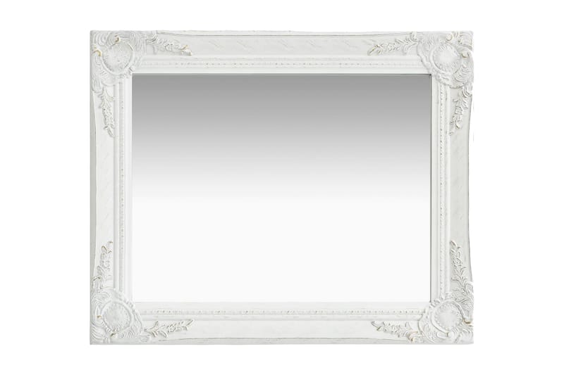 Seinäpeili barokkityylinen 50x60 cm valkoinen - Valkoinen - Sisustustuotteet - Peili