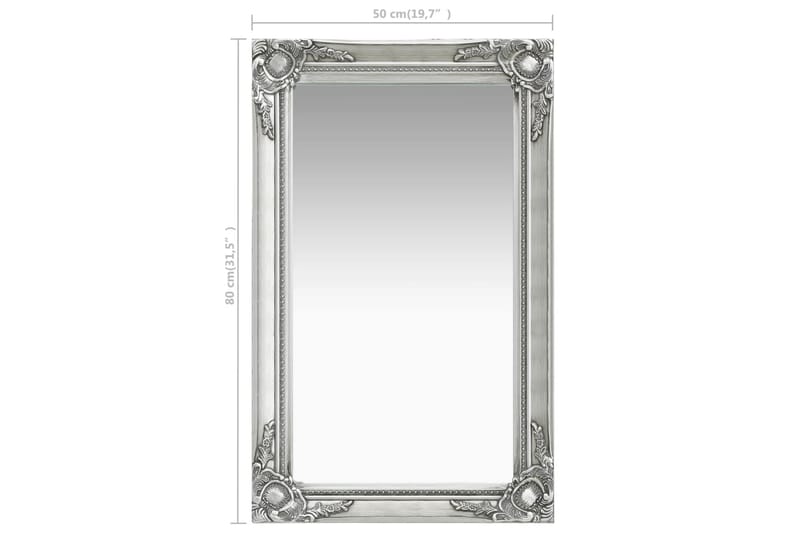 Seinäpeili barokkityylinen 50x80 cm hopea - Hopea - Sisustustuotteet - Peili