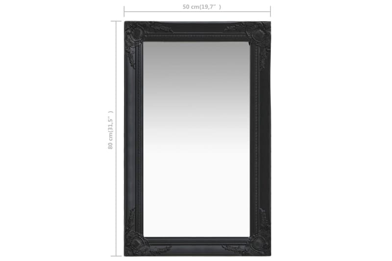 Seinäpeili barokkityylinen 50x80 cm musta - Musta - Sisustustuotteet - Peili