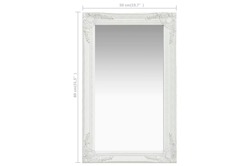 Seinäpeili barokkityylinen 50x80 cm valkoinen - Valkoinen - Sisustustuotteet - Peili