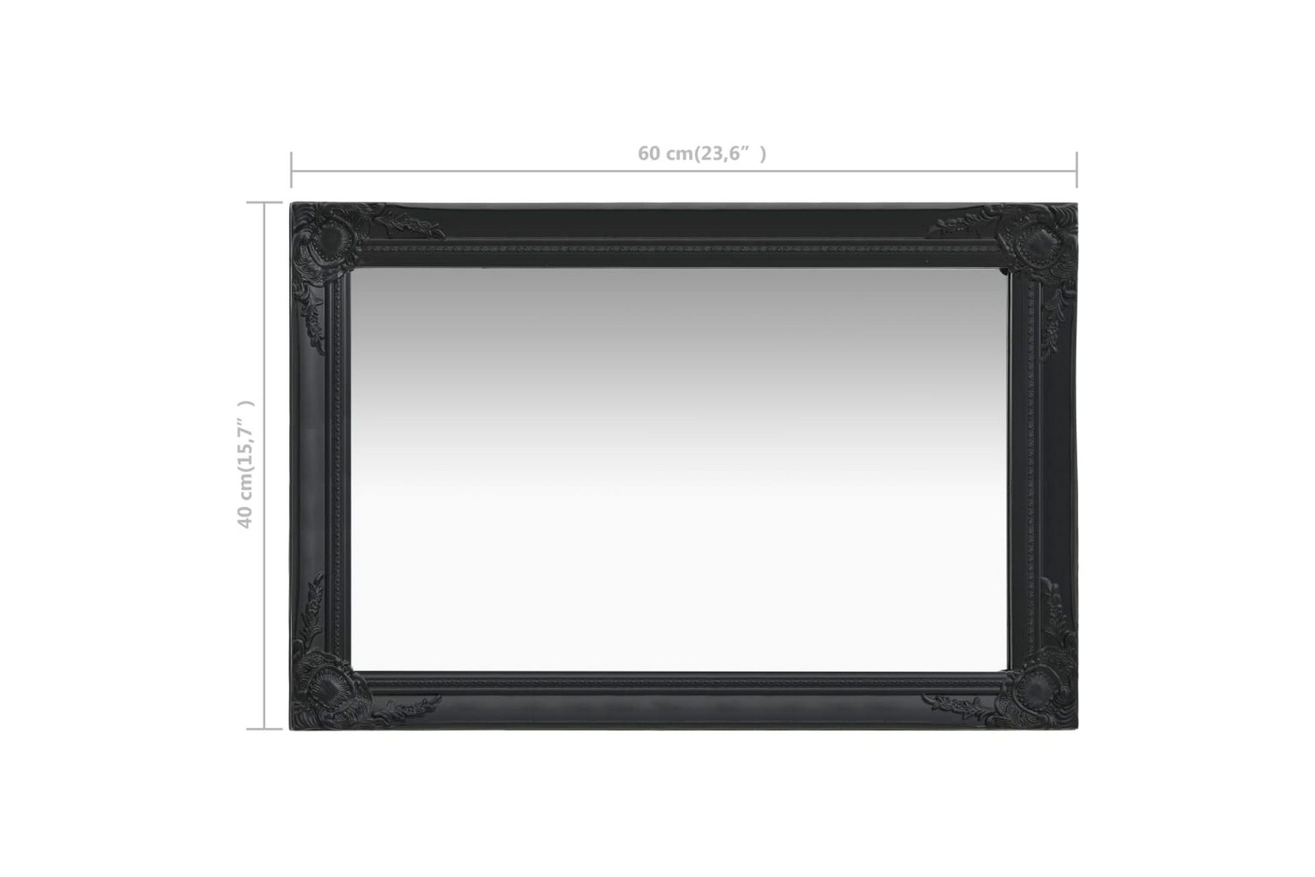 Seinäpeili barokkityylinen 60x40 cm musta - Musta - Sisustustuotteet - Peili