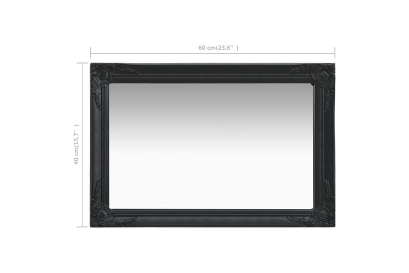 Seinäpeili barokkityylinen 60x40 cm musta - Musta - Sisustustuotteet - Peili