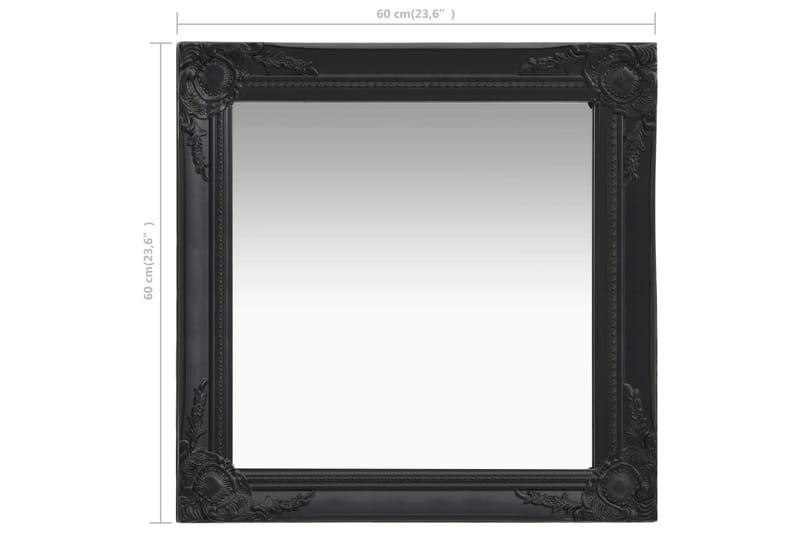 Seinäpeili barokkityylinen 60x60 cm musta - Musta - Sisustustuotteet - Peili
