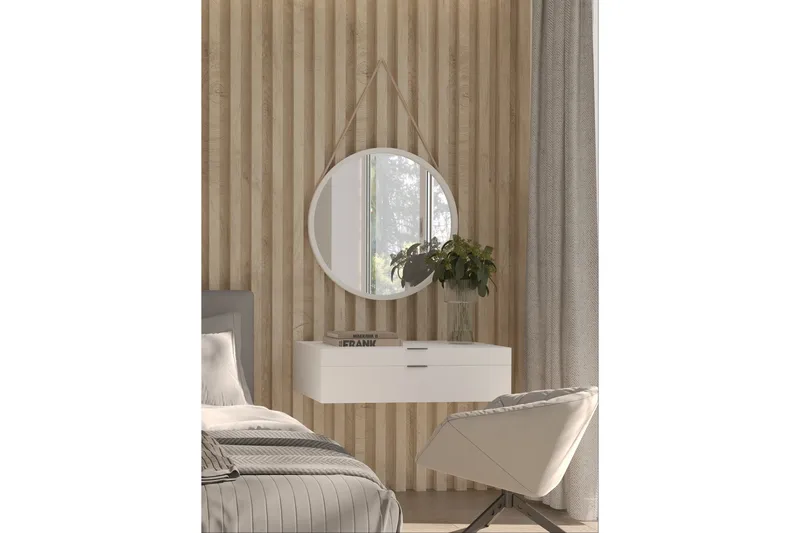 Seinäpeili Canalejas pyöreä 60 cm, Valkoinen