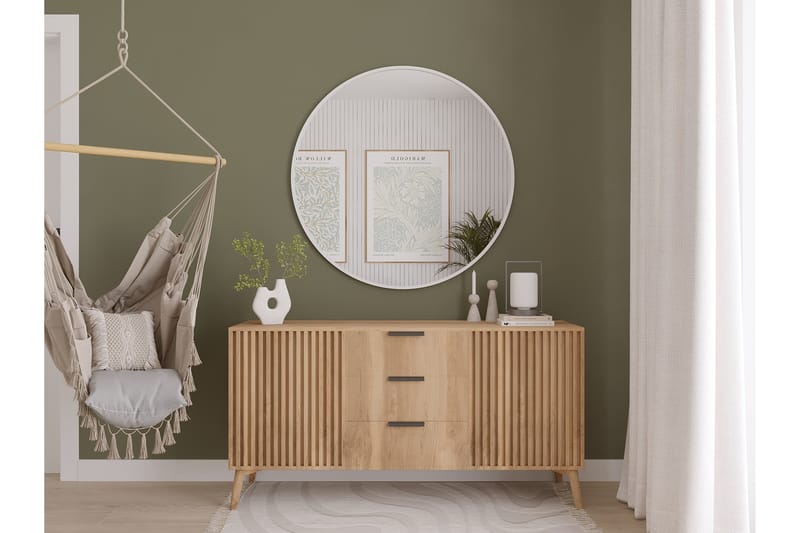 Seinäpeili Elistul pyöreä 80 cm - Valkoinen - Sisustustuotteet - Peili