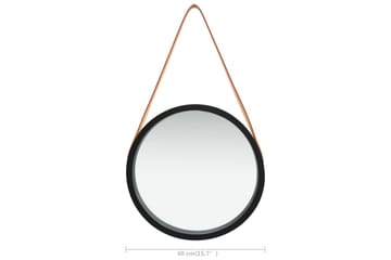 Seinäpeili hihnalla 40 cm musta - Sisustustuotteet - Peili